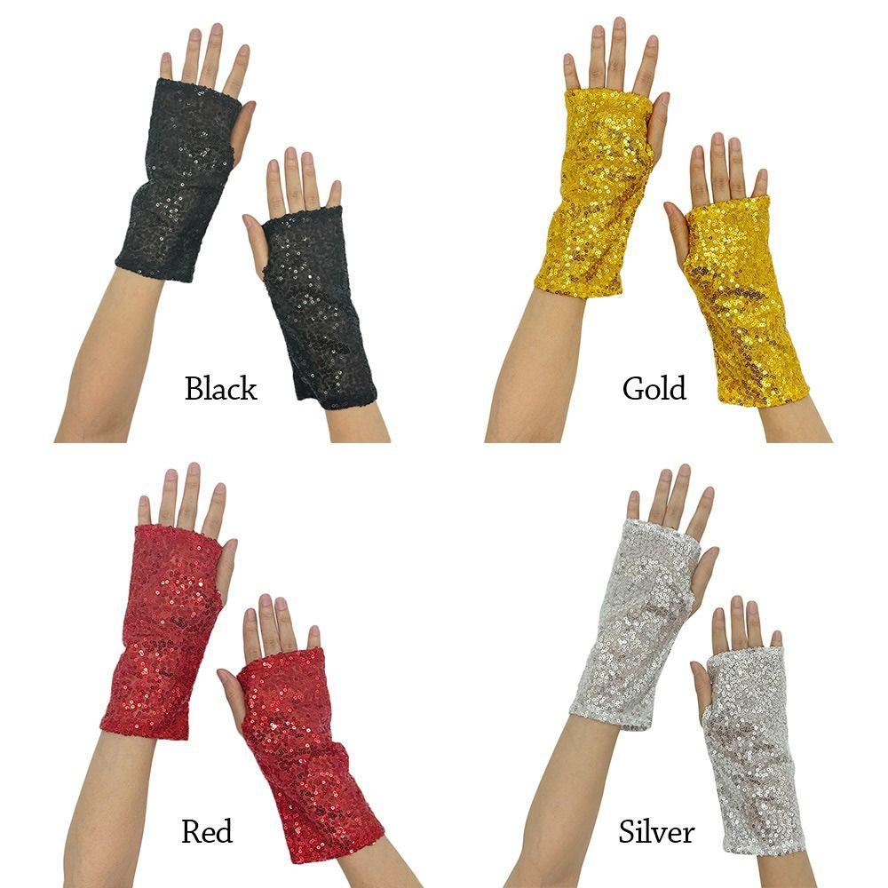 Vintage Cosplay Mittens Fingerless Dancing Gloves Fashion Sequins Gloves Party Club