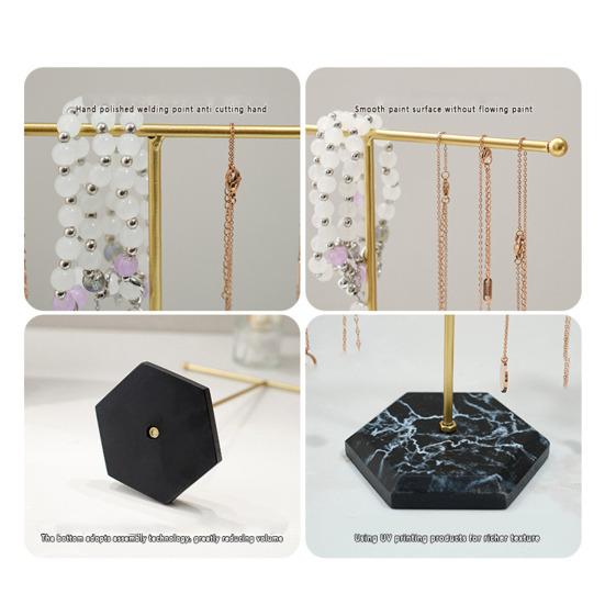 Metal T-shaped Jewelry Display Stand Necklace Holder with Stable Base Necklace Bracelet Storage Rack Jewelry Organizer