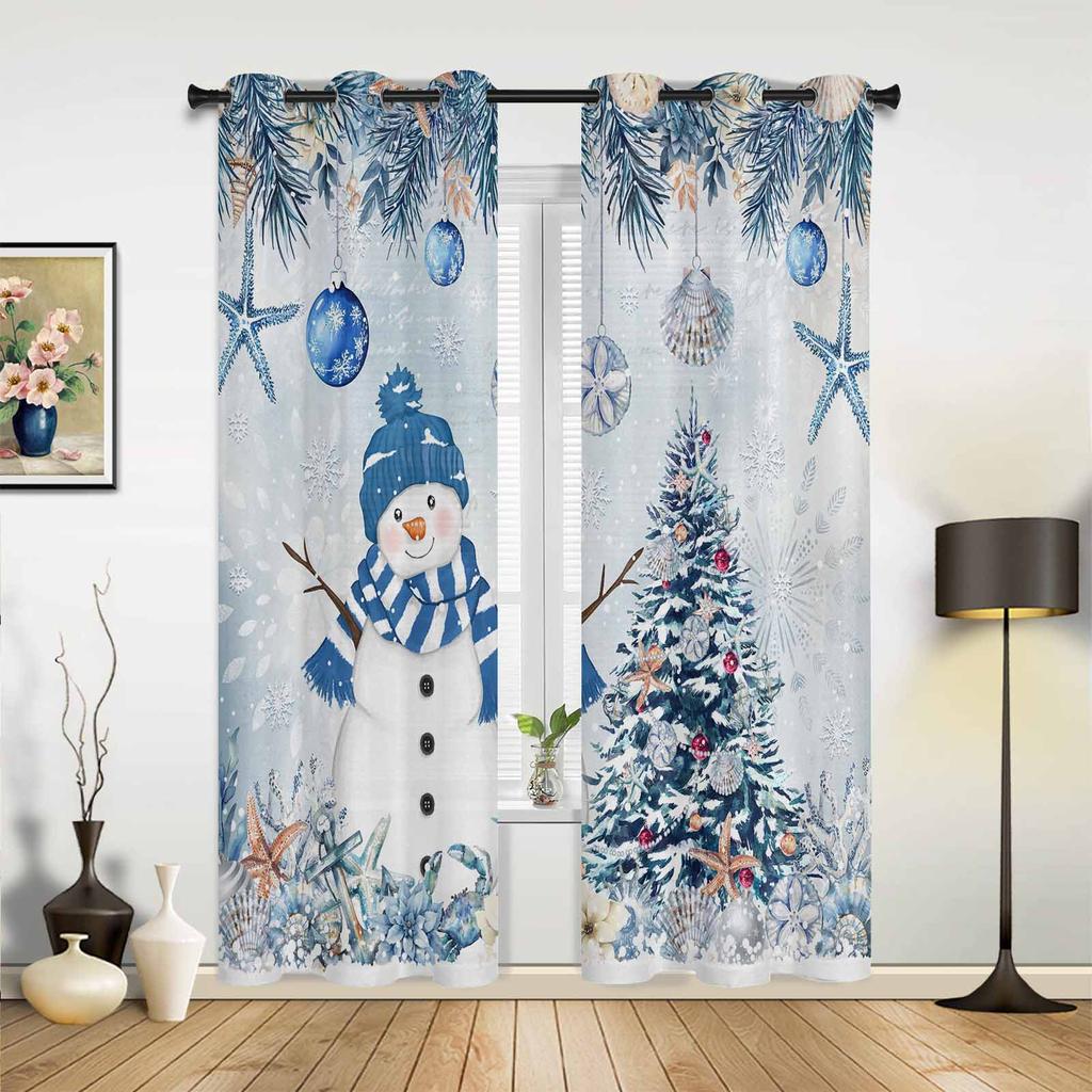 Рождественская елка огни Рождественская тематика Занавески для гостиной Кухня Мальчик Девочка Спальня Длинные окна Шторы Домашний декор