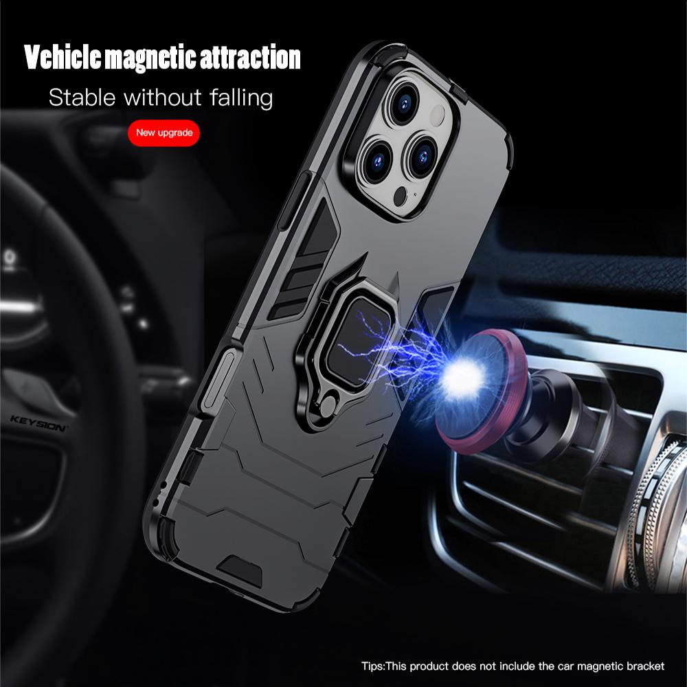 KEYSION Противоударный защитный чехол для iPhone 16 Pro Max Мягкий силиконовый + PC Ring Stand Holder Задняя крышка телефона для iPhone 16 16 Plus