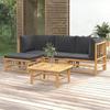 VidaXL Garden Lounge Set 5 Pcs with Dark Grey Cushions Bamboo 3155210