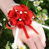 New 1 PCS Rose Wrist Corsage Bridesmaid Sisters Hand Flowers Artificial Bride Flowers For Wedding Party Decoration Bridal Prom