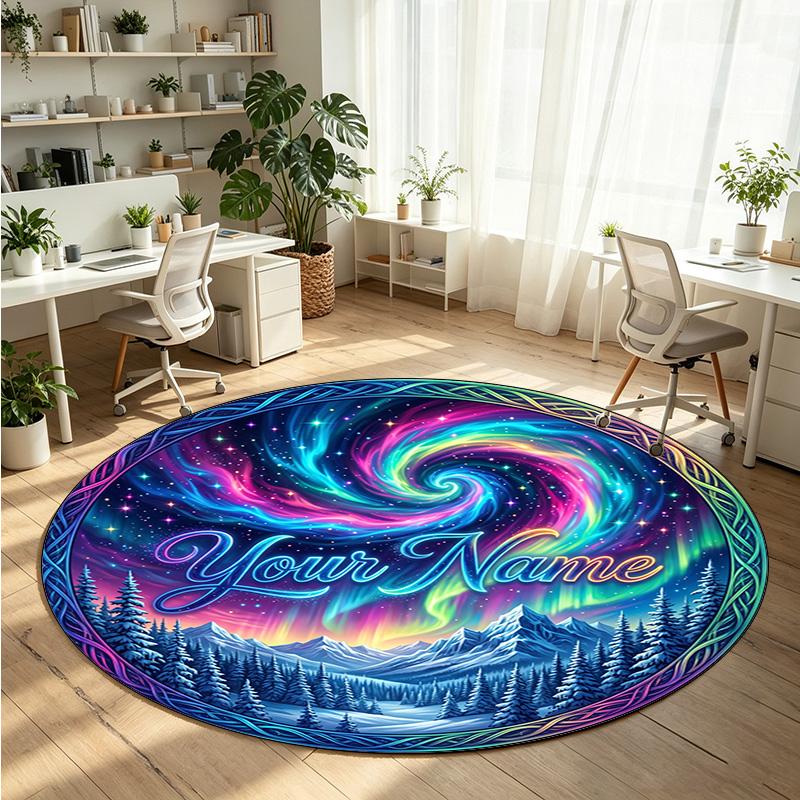 Space Celestial (72) Theme Round Crystal Velvet Rug Custom Name Text Personalized Floor Mat Home Decor Non Slip Crystal Carpet