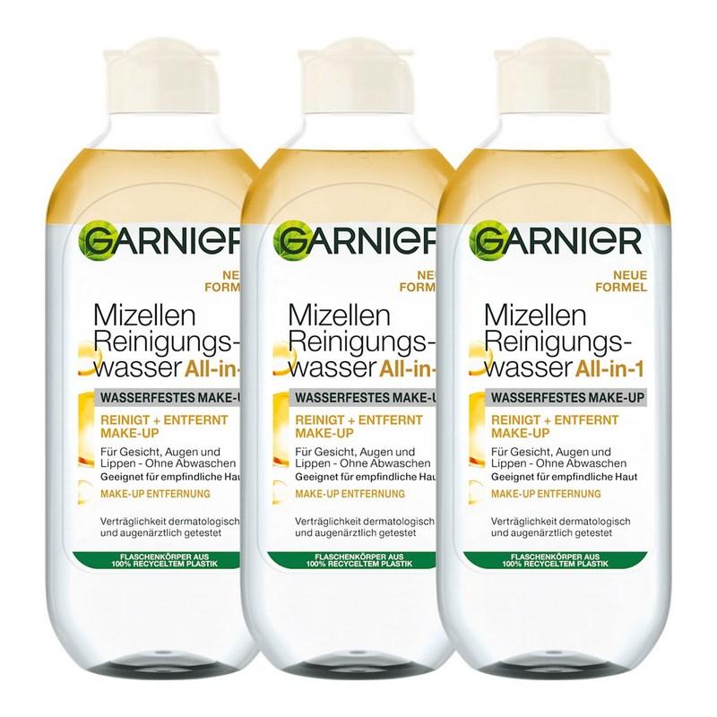 Garnier Skin Active Мицеллярная вода для снятия макияжа, водостойкая, мягкое очищение, 400 мл, 3 шт.