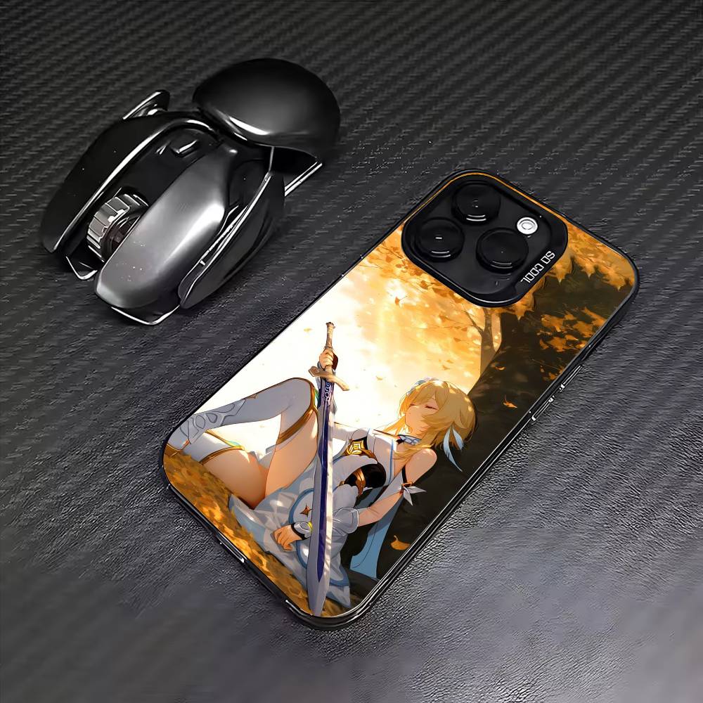 G-Genshin Lumine Impact   Phone Case For iPhone17,16,15,14,13,12,11 Plus,Pro Max Colored Silver Plated Inside Cover
