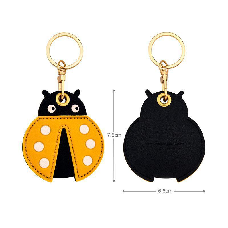 Leather Strawberry Lemon Keychain Case Holder  Women Car Key Ring Charm Bag Car Pendant Gift Anti-Lost Pet Dog Cat Collar
