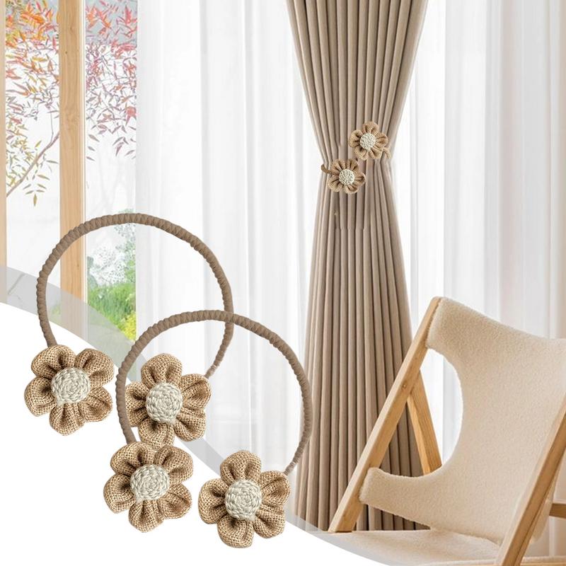 2 шт. Подхваты для штор в виде цветов, декоративные завязки, веревка для подвязывания, украшение для детской комнаты, без сверления, закручивающаяся завязка для штор, декоративный подхват