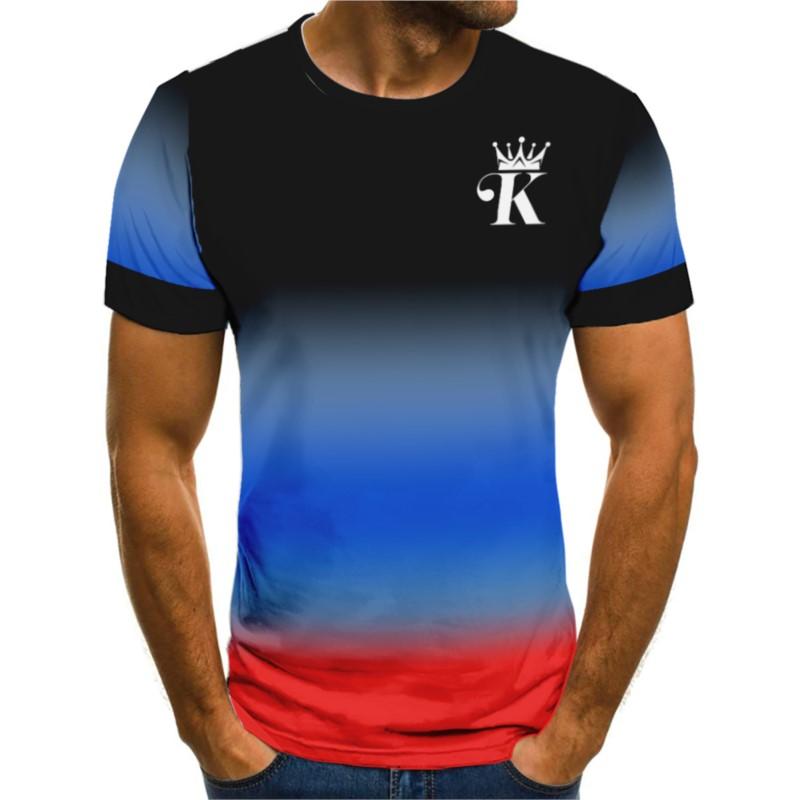 Summer New Men's Top Round Neck Pullover Printed T-shirt Daily Casual Street Style Short Sleeved T-shirt Men's Commuting Style