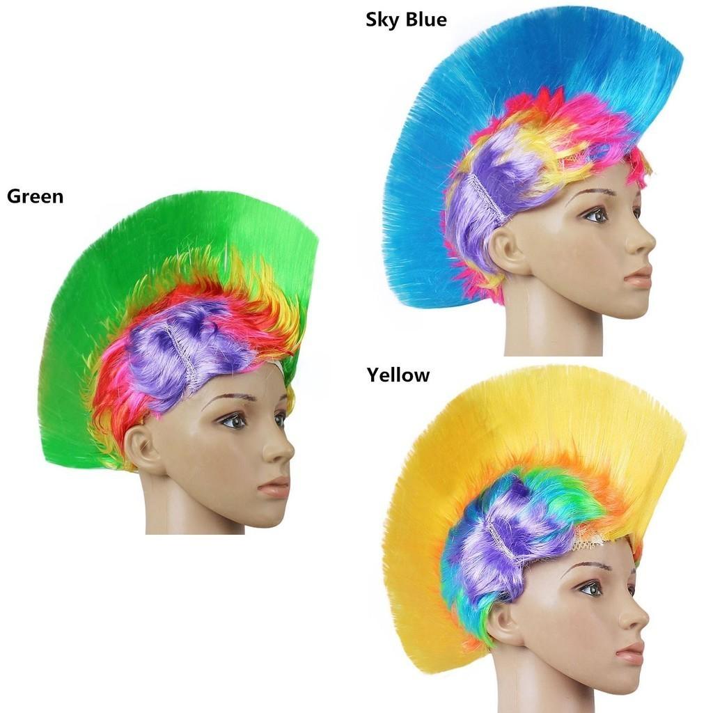 Vibrant Rainbow Purple Festive Wig Funny Party Accessory Hen Crest Headwear