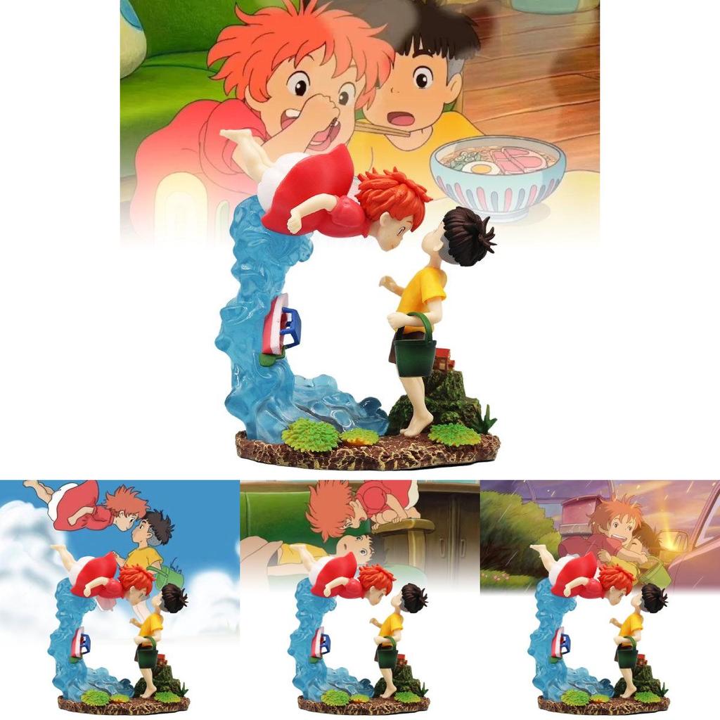 Enchanting Miyazaki Anime Ponyo And Sosuke Figurine Model With Captivating Details