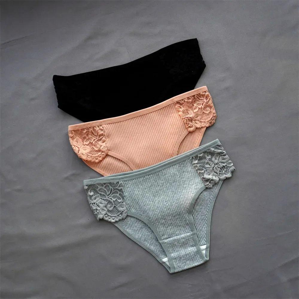 3 Pieces Women's Pure Cotton Underwear Women's Soft and Comfortable Girl Large Size Medium and Low Waist Triangle Underwear Fashion Sports Panties