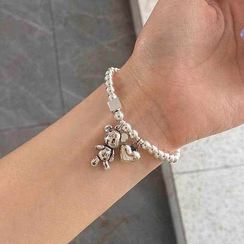 New Movable Limbs Violent Bears Heart Cartoon Charm Bracelet Ins Trendy High-end Sense Personality Beaded Bracelets Fashion Jewelry