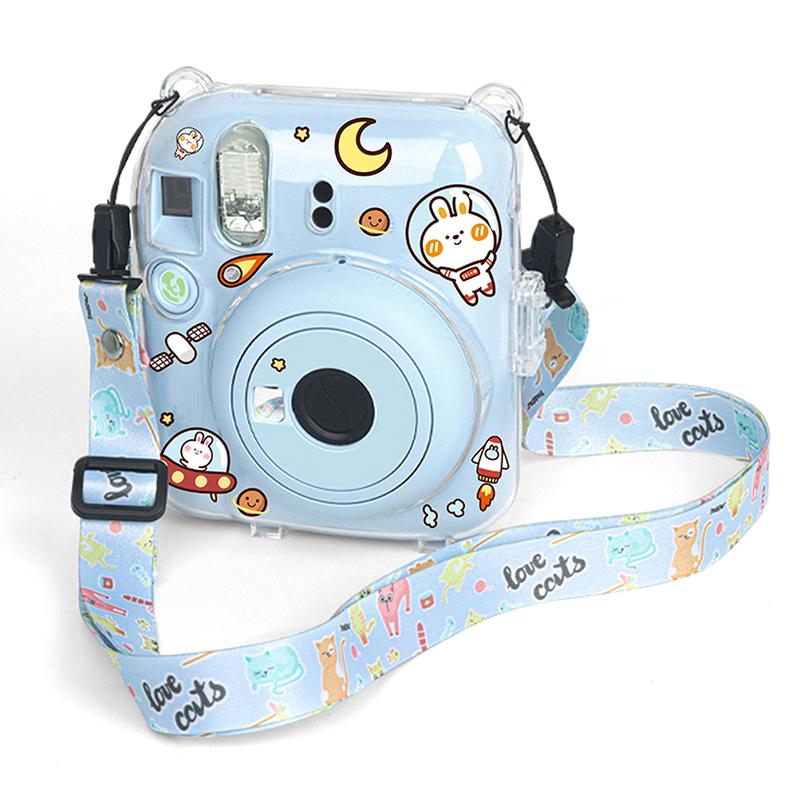 1 Набор Для Instax Mini 12 Прозрачная Сумка для Камеры Дорожная Сумка на Плечо с Милыми Наклейками Прозрачный Ремешок-Шнурок для Камеры Наклейки