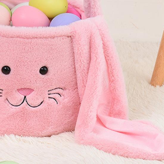 Пасхальная корзина, маленькая меховая корзинка с кроликом и пушистыми ушками, плюшевая мордочка кролика, пасхальное ведро, детский подарочный пакет для угощений для детей, мальчиков и девочек