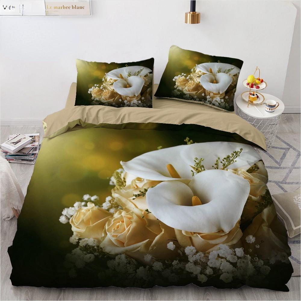 Dream NS Red Rose 3D Floral Duvet Cover Bedding Set Flower Bed Linens Double Bed Sheet Comforter Summer Quilt King Size