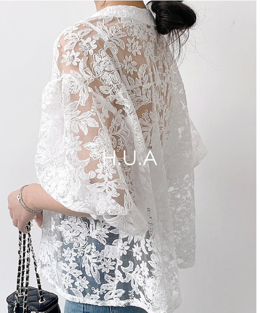 Кардиган Болеро Короткий UV Plus WT H.U.A Женский Топ, Милый, Плотный, Длина, Кружево, Прозрачный, Летний, Охлаждающий, Защита, Размеры, Весна, Лето, Осень,
