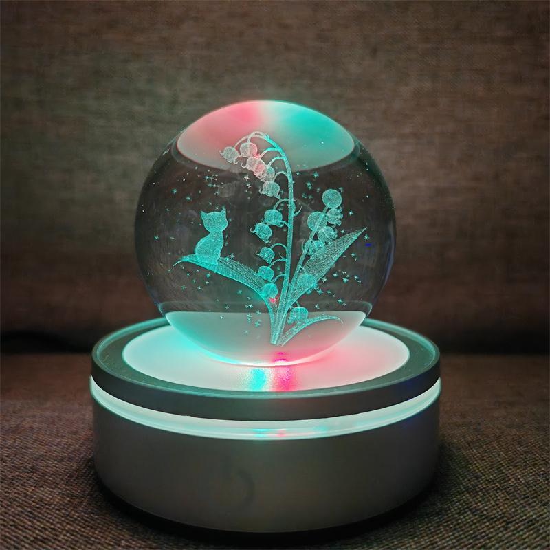 Хрустальный шар, ночные огни, светящаяся планета, галактика, астронавт, 3D RGB, лунная настольная лампа, атмосферная лампа, настольные украшения, подарки для детей