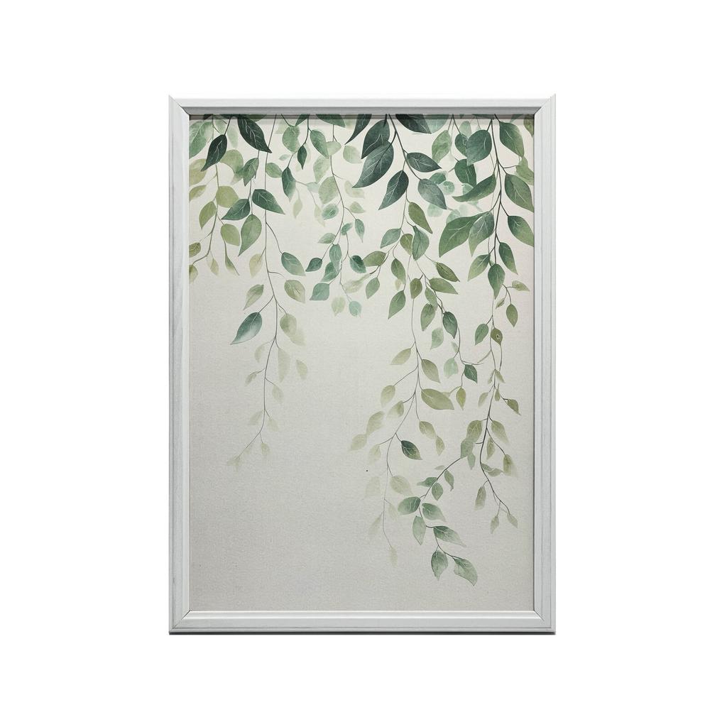 Minimalistyczny Plakat Z Zielonymi Liśćmi Minimalistyczny Plakat Z Zielonymi Liśćmi, 30X40 Cm, Rama Drewniana Jasny Dąb, Papier Matowy 230 Gsm
