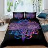 Bohemian Dragonfly Duvet Cover Set King Size Mandala Paisley Bedding Set Purple Tie Dye Iridescent Hippie Polyester Quilt Cover