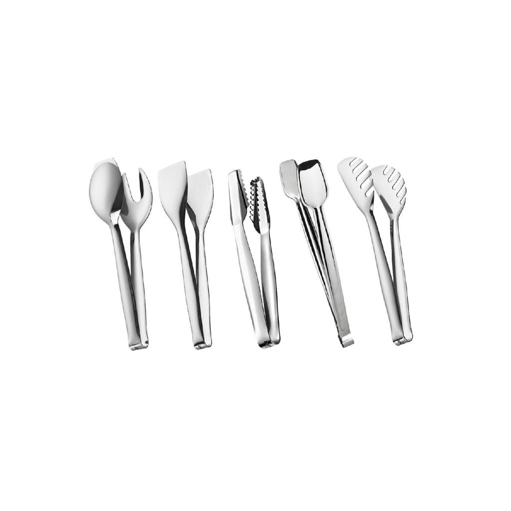 5 Piece Steel Serving Tongs Set