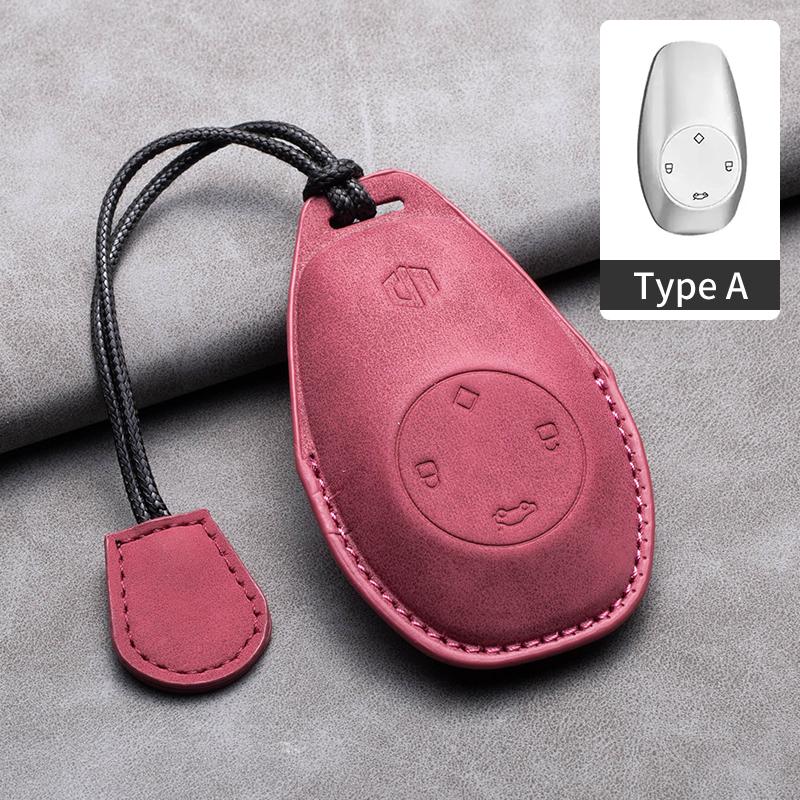 Leather Car Key Case Cover for Leapmotor T03 S01 C11 for 2025 Leapmotor C01 T03 S01 C11 Leap Motor Holder Key Fob Keychain