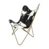 Vintage Cowhide Leather Butterfly Chair Sleeper Seat Relax Arm Chair Folding