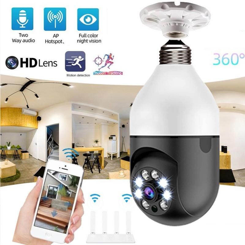 E27 200 Вт 2,4G 1080P Панорамная камера Домашняя безопасность Камера видеонаблюдения Wi-Fi Веб-камера ночного видения Поддержка двусторонней аудиосвязи Удаленный просмотр через смартфон