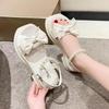 Women's 2025 Summer Fairy Style Platform Sandals with Bow and Pearls