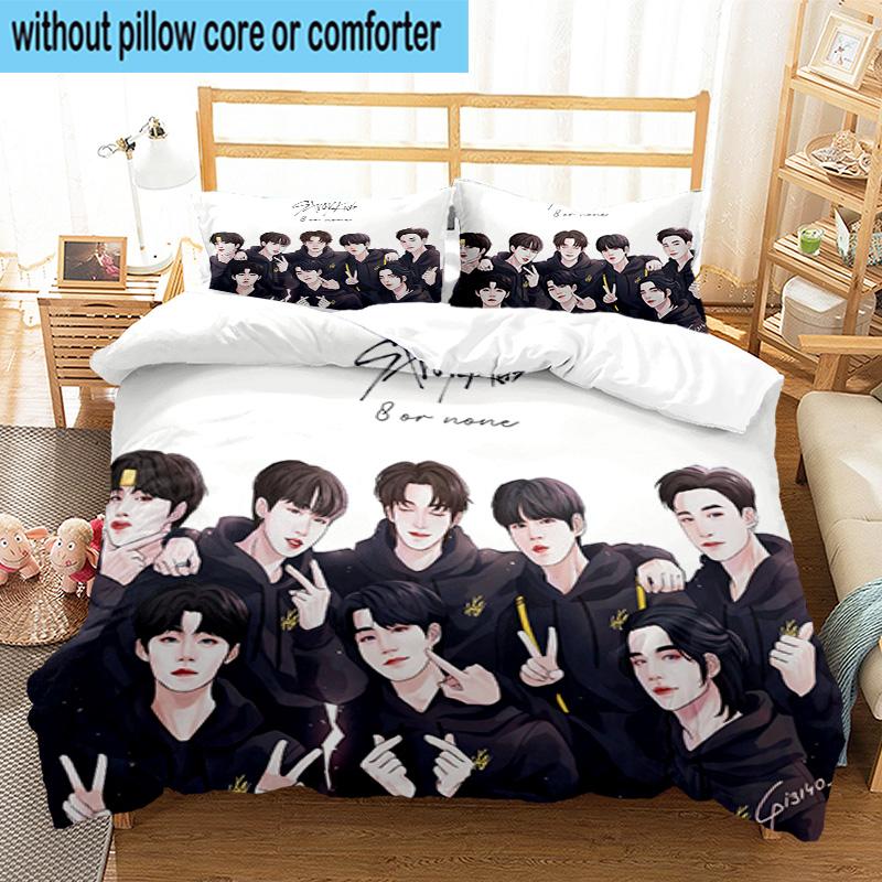 3PCS K-pop Group Stray 3pcs Bedding,Including 3PCS Duvet Cover And 2pcs Pillowcases Perfect for Christmas,Ideal for Bedroom, Dormitory
