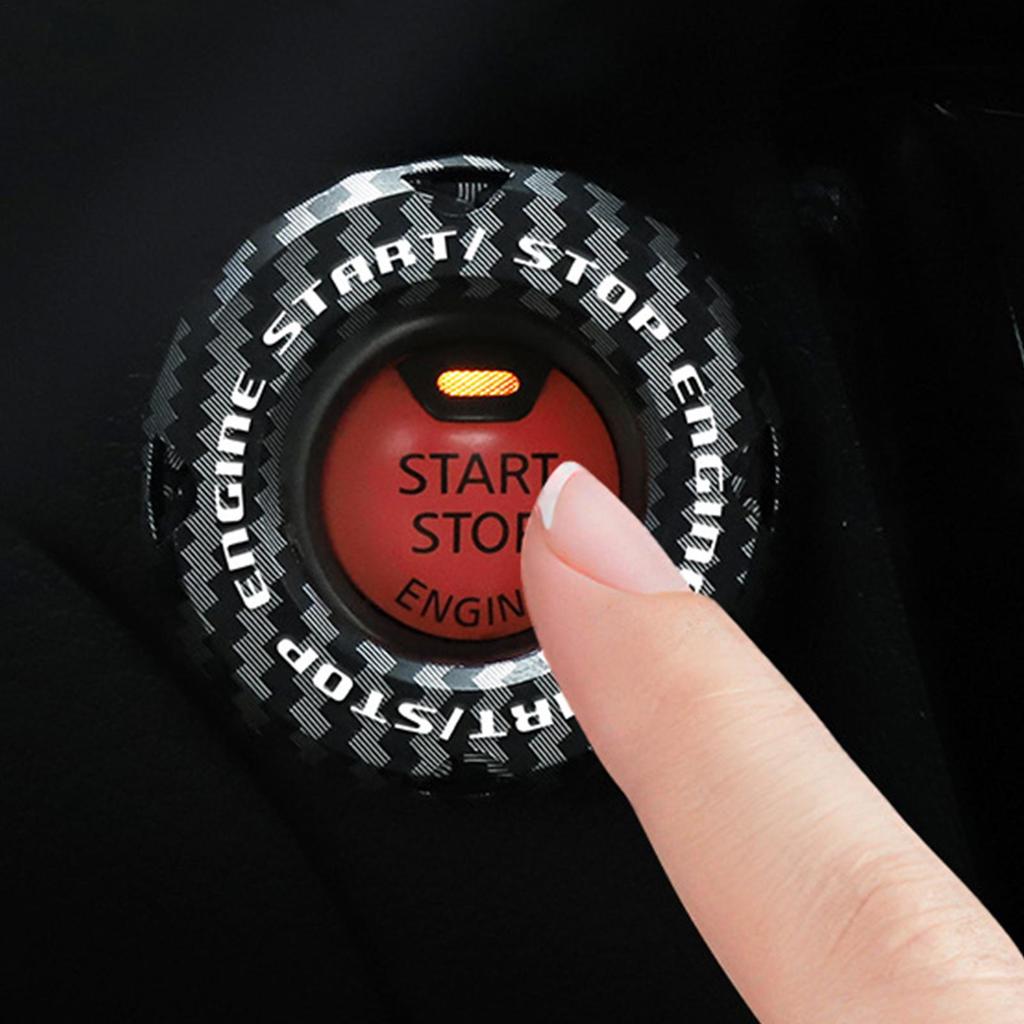 Car Push Start Button Cover Car Carbon Fiber Keyless Starter Decorative Sticker Anti Scratch Start Button Cover For Drivers