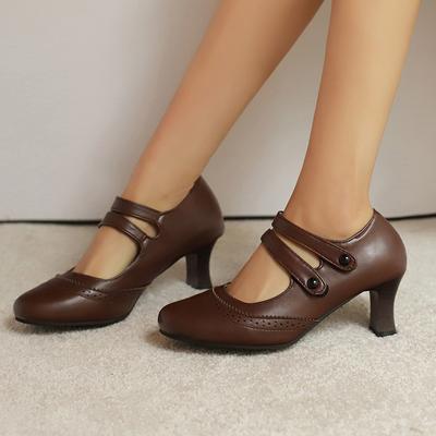 Женские туфли на высоком каблуке, весна-лето, новые, резные, в стиле ретро, легкие, большого размера, низкие туфли