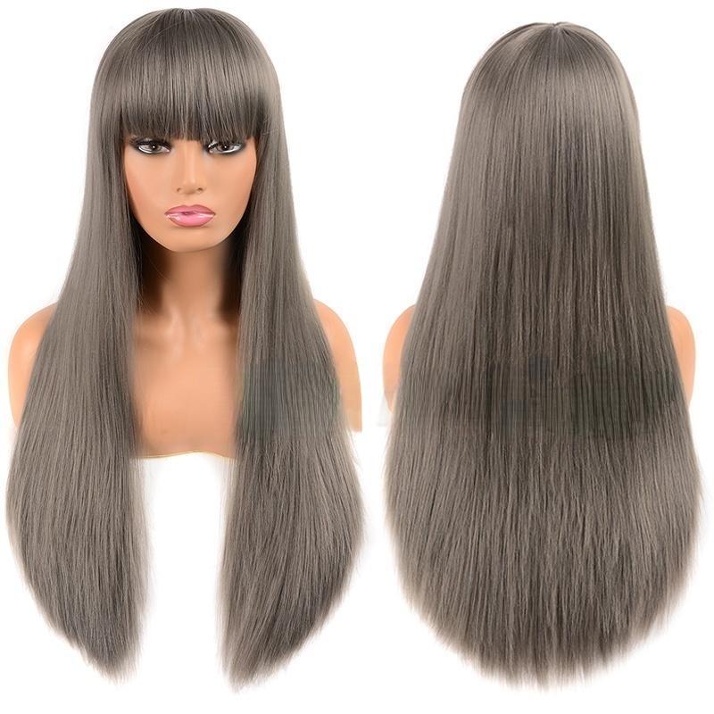 MERISIHAIR Женские длинные светлые прямые волосы с челкой, высококачественный парик из синтетического волокна