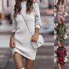 2024 Autumn/Winter High-Neck Sweater Dress: Women's European & American Style Long-Sleeve Knit