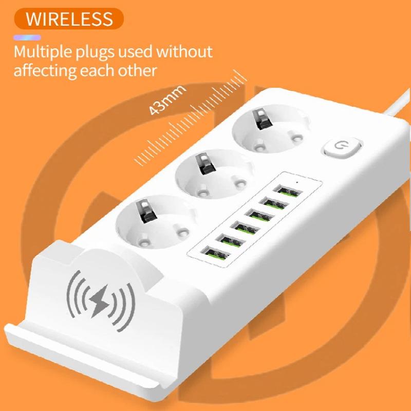 EU To EU Power Station – Multi-Outlet USB PD Strip with Built-in Charging Pad