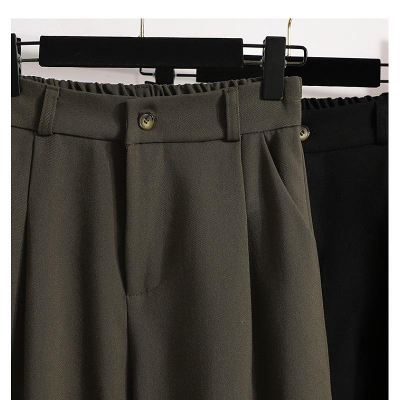 DIMANAF 2025 Большие размеры Осенние длинные брюки женские однотонные шаровары с высокой талией костюмные брюки повседневные свободные брюки новые большие размеры