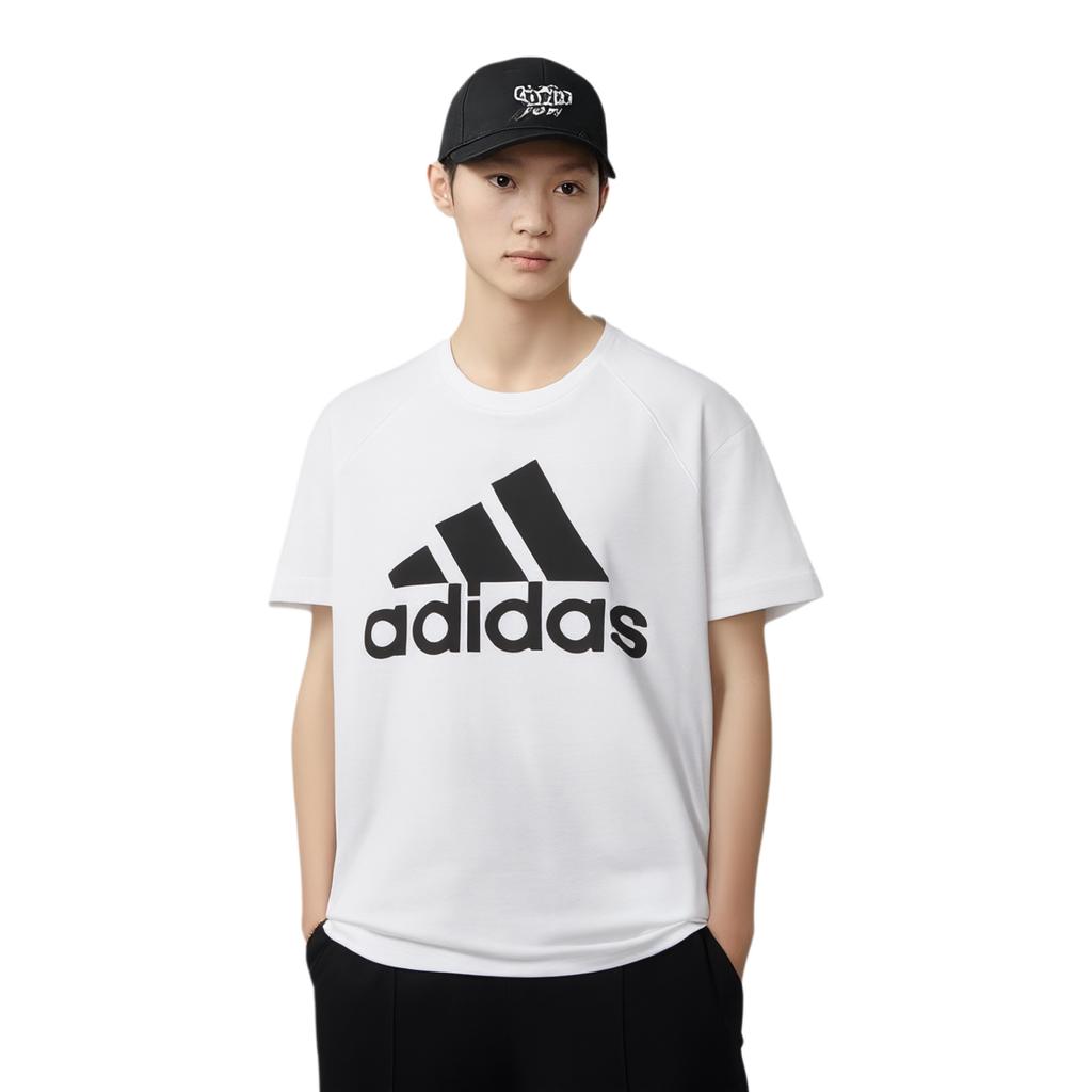 adidas Футболка с круглым вырезом и буквенным логотипом, мужская, белая Bk0936