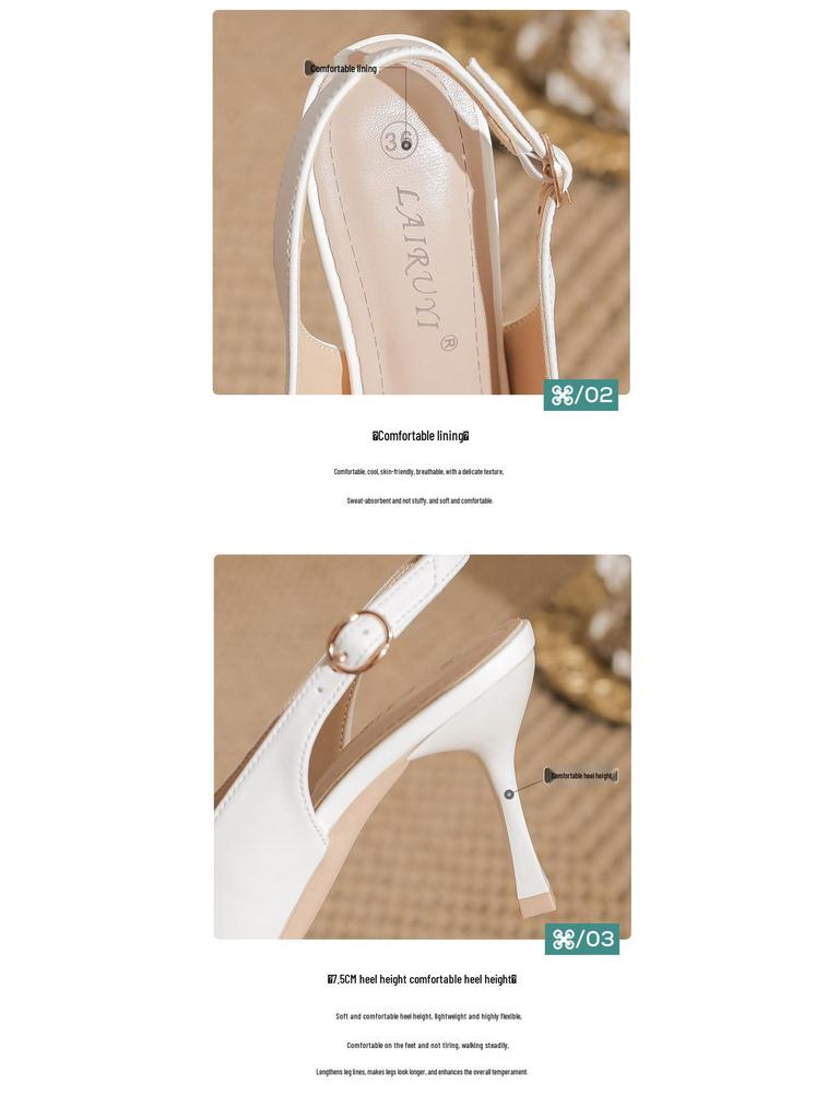 Туфли-лодочки BYZ без задника с острым носком на шпильке из микрофибры с пряжкой из страз - Универсальная обувь для работы и поездок для женщин