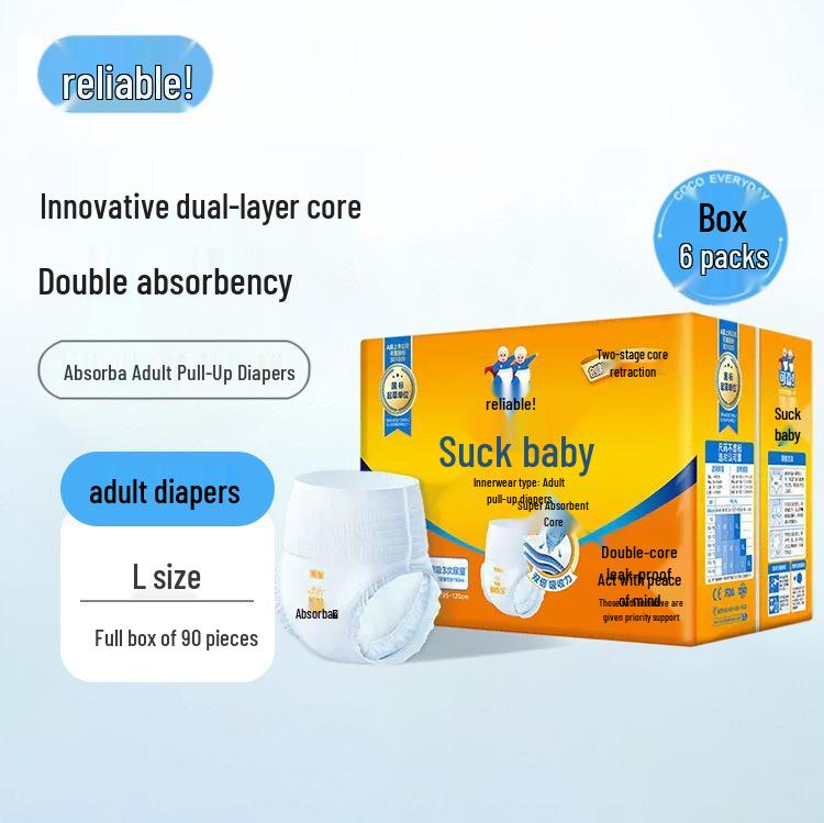 Надежные Впитывающие Взрослые Подгузники-Трусы для Ухода за Пожилыми при Недержании, Унисекс, Размер L, 90 штук