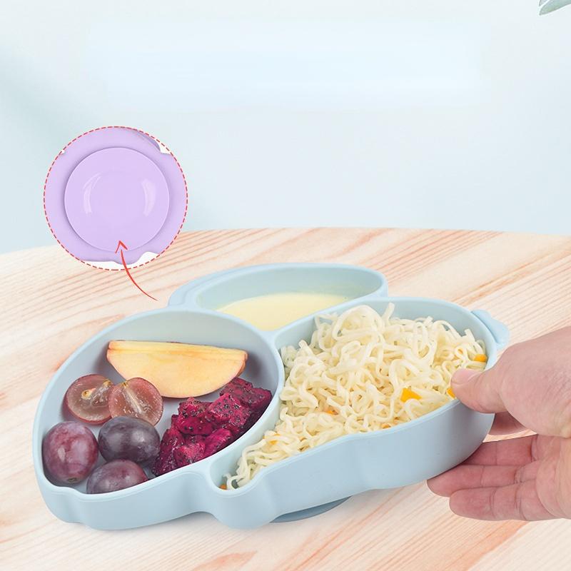 9PCS Rabbit Baby Silicone Tableware Kids Non-slip Sucker Bowl Plate Cup Spoon Fork Sets BPA Free Children's Feeding Dishes Utensils