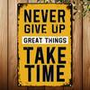 1 шт. Знак «Никогда не сдавайся, великие дела требуют времени» - Настенное искусство, Офис, Спортзал, Мотивационные цитаты, Декор, Подходит для подвешивания