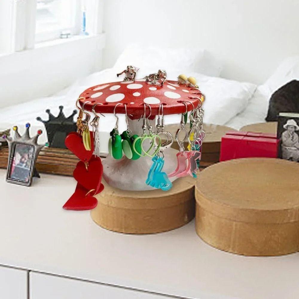Handicraft Mushroom Earring Holder Resin Earrings Storage Rack  Jewelry Necklace