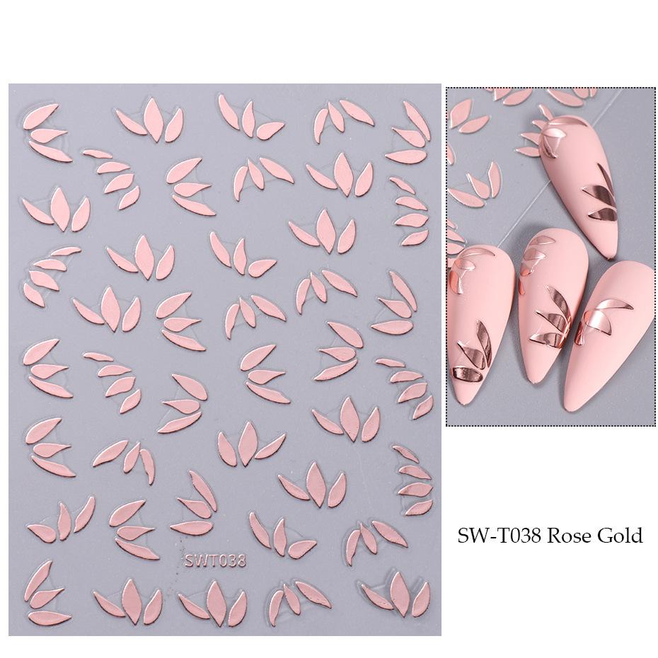 1 лист металлических листовидных наклеек для дизайна ногтей с золотым узором весенние лепестки для украшения ногтей