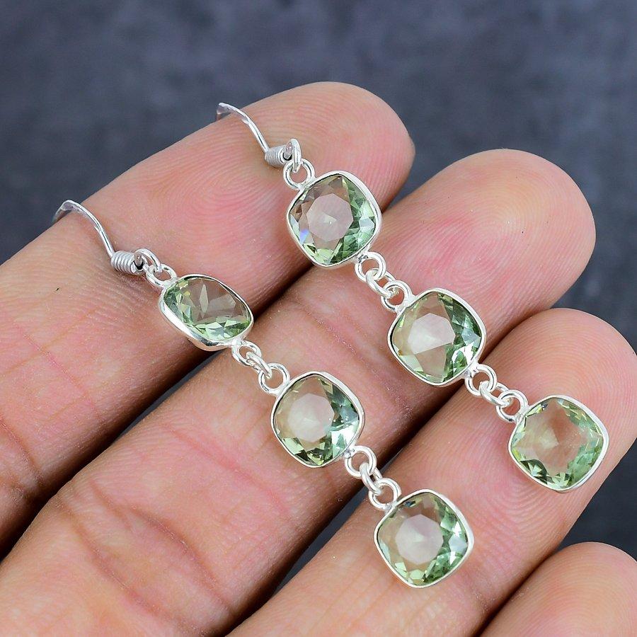 Peridot Gemstone Handmade 925 Sterling Silver Jewelry Earring 2.25" a4M55