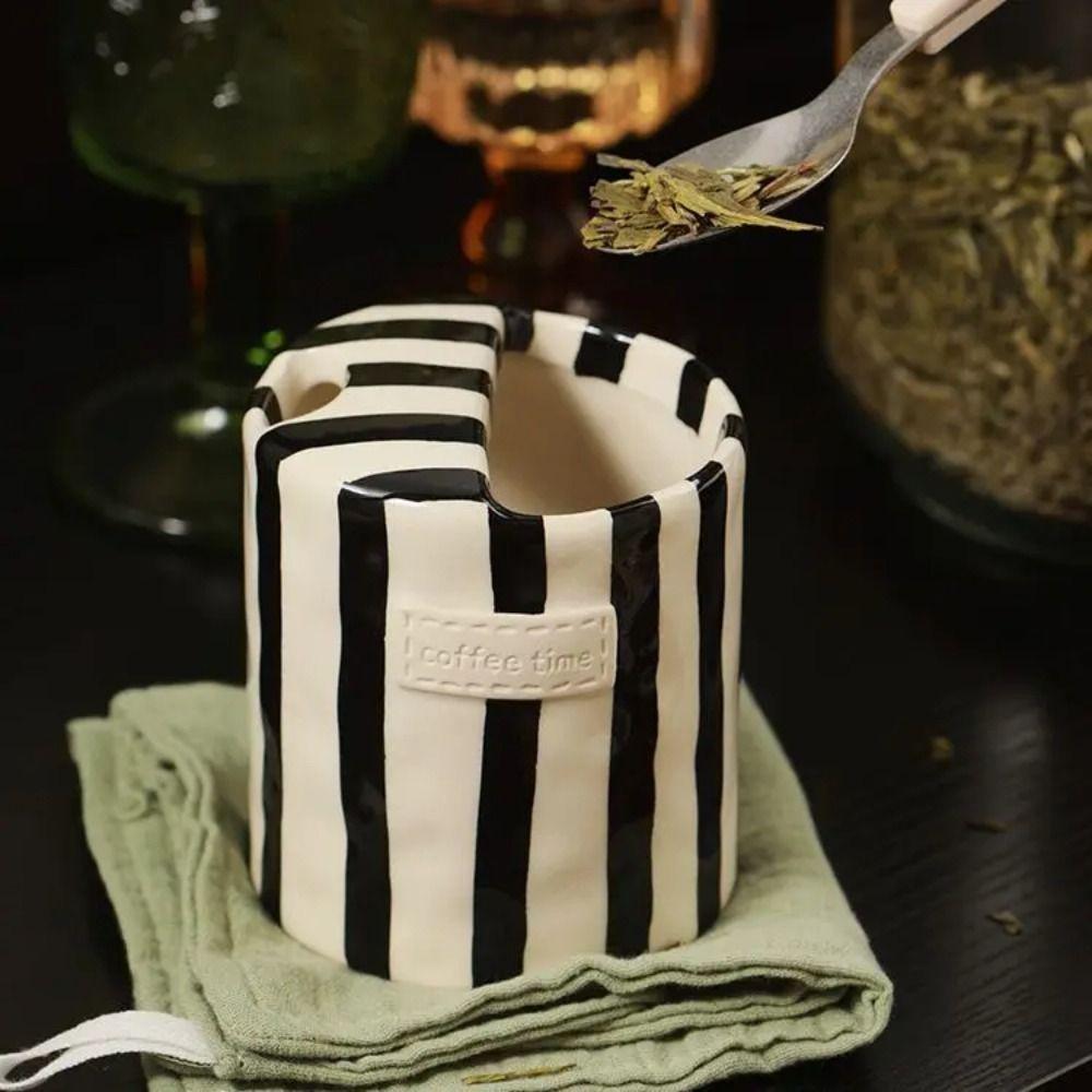 Hand-Painted Striped Ceramic Coffee Mug Novelty Porcelain Tea Cup Gift Espresso Cup  Home Breakfast