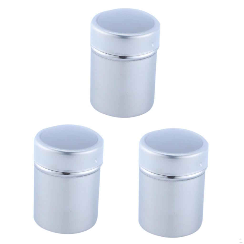 3 Pieces Chocolate Shaker Fine Mesh Powder Salt Spice Jar Sprinkler for Restaurant