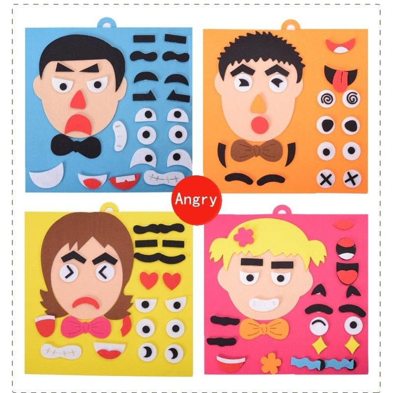 3D Детский комплект пазлов, игрушки, наклейки, выражения лица, сделай сам, сборка пазлов, игрушки ручной работы
