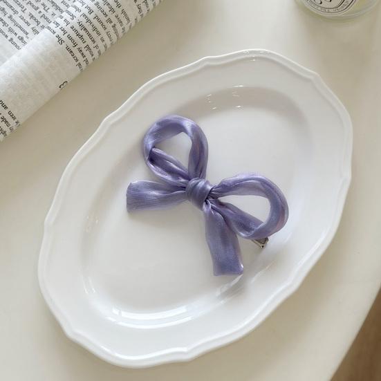 Girl Hairpin Pearlescent Luster Bowknot Decor Non-Slip Design Bangs Side Half-Tied Hair Clip Hair Accessories