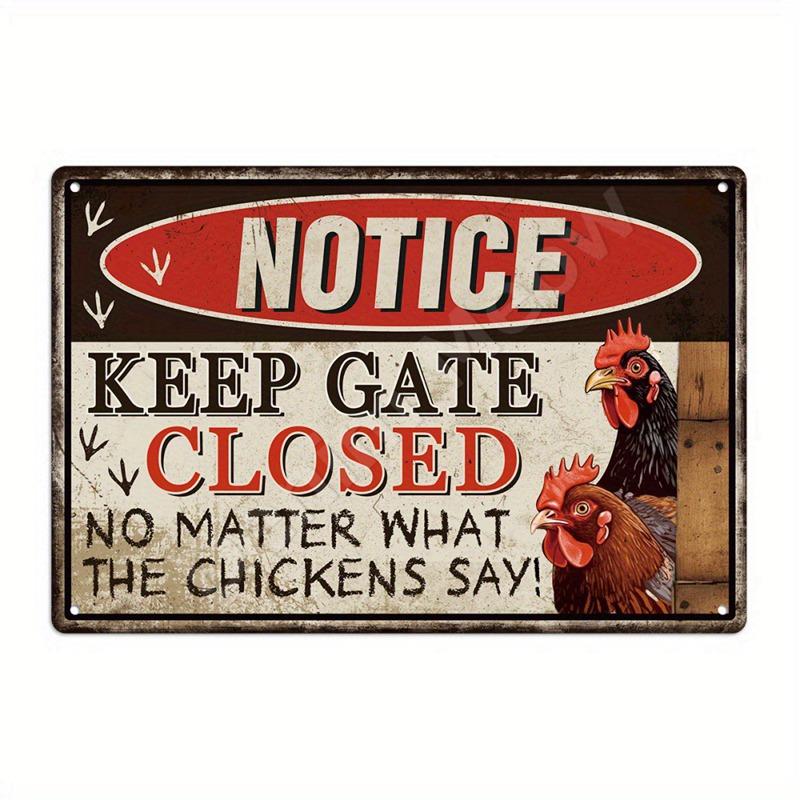 Vintage Metal Tin Sign Keep Gate Closed Funny Dog Horse Cat Sayings Wall Art Animal Lawn Garden Yard Decor