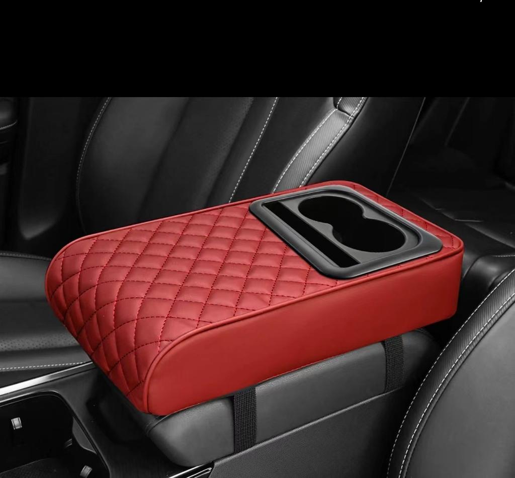 Подлокотник центральной консоли автомобиля с двумя подстаканниками, подлокотник из искусственной кожи, портативный чехол для подушки сиденья автомобиля, регулировка высоты