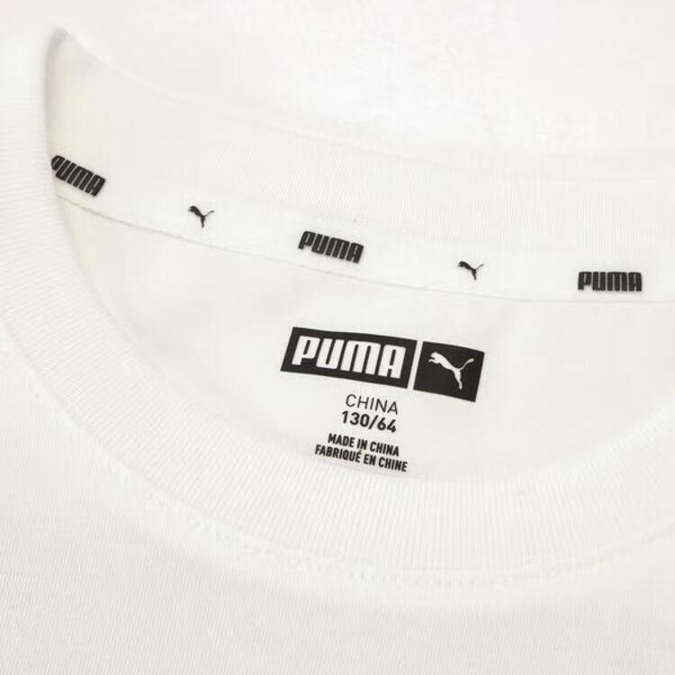 Puma Графическая футболка Повседневная с круглым вырезом Спортивная с коротким рукавом Детские топы Белый 950442-01